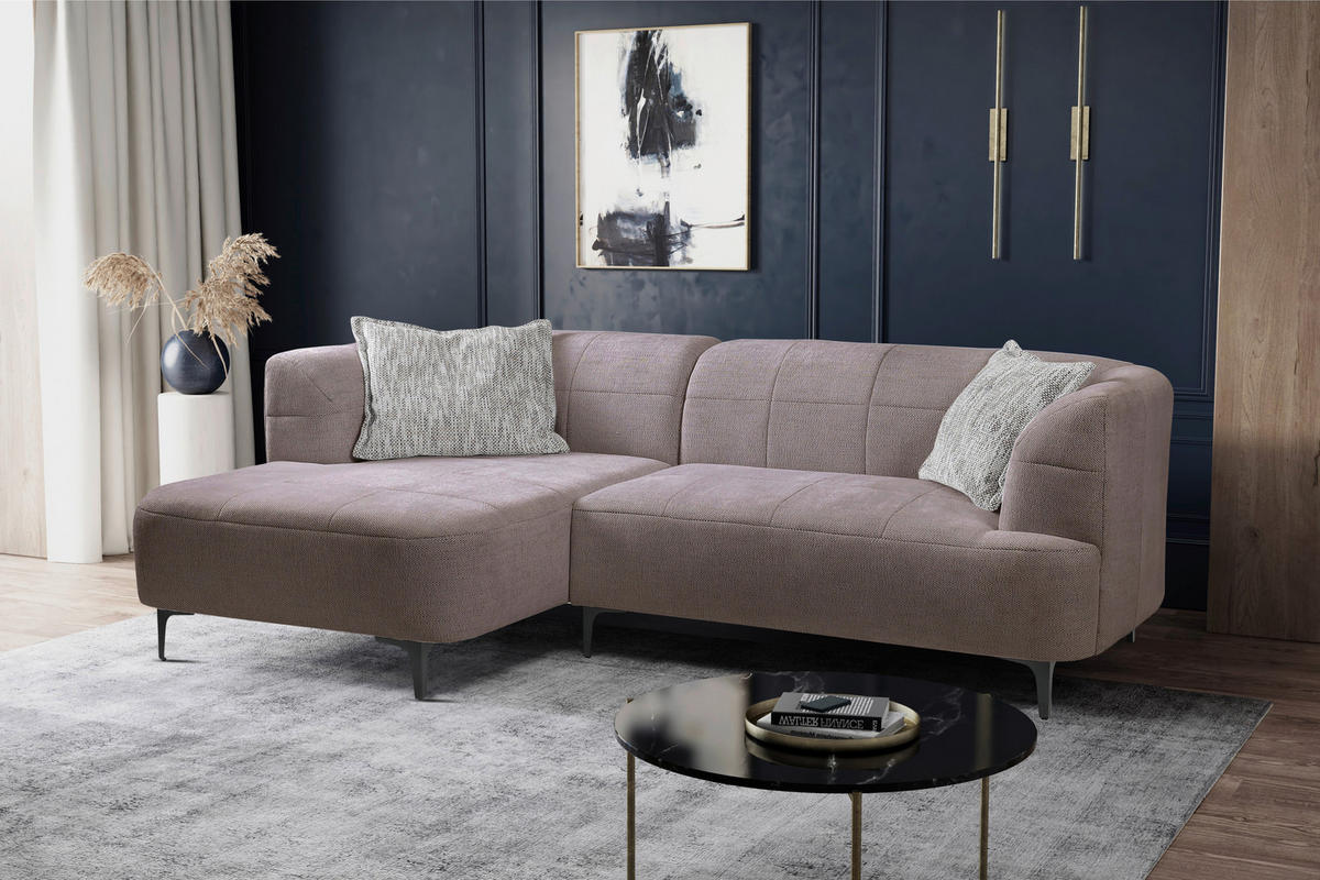 ECKSOFA in Struktur Taupe  - Taupe/Schwarz, Design, Textil/Metall (158/247cm) - MID.YOU
