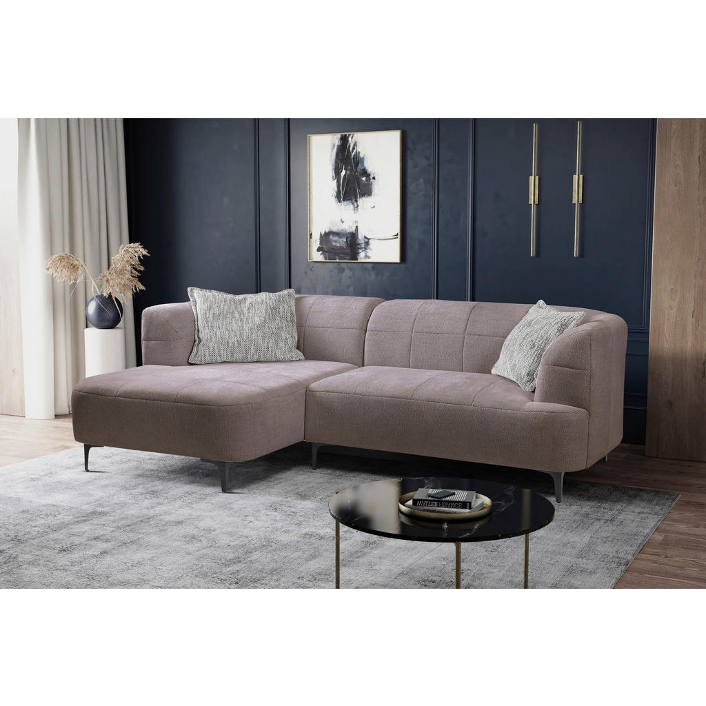 Thumbnail - Mid.you Ecksofa, Taupe, Textil, 3-Sitzer, Füllung: Polyurethan (Pur), Ottomane links, L-Form, 247x158 cm, Made in EU, Wo...