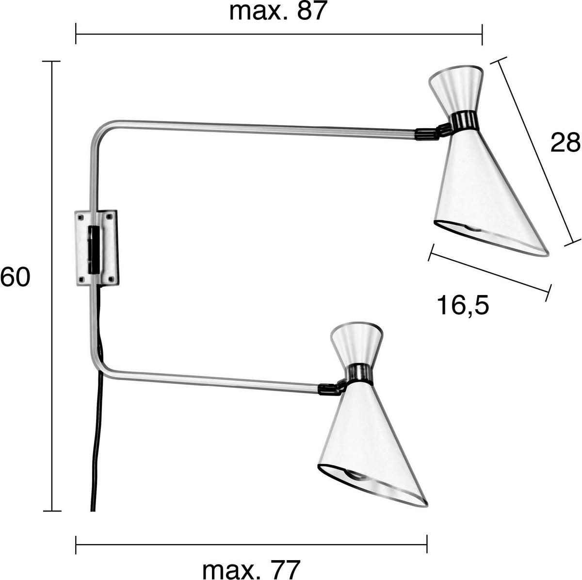 WANDLEUCHTE - Grau, Basics, Metall (14,5/60/87cm) - Zuiver