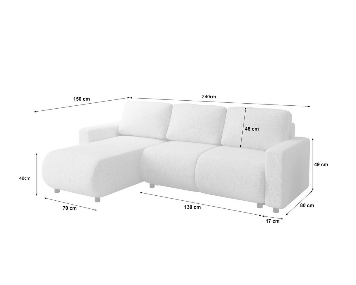 ECKSOFA Schwarz Webstoff  - Schwarz, MODERN, Kunststoff/Textil (150/240cm) - Xora