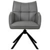 ARMLEHNSTUHL  Sitzfläche 360° drehbar, automatische Rückholfunktion  Echtleder  - Schwarz/Grau, MODERN, Leder/Metall (58,5/87,5/61cm) - Livetastic
