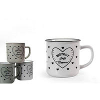 VELIKA ŠALICA ZA KAVU   340 ml     - bijela/tamno siva, Basics, keramika (12,5/8,9/9,3cm)