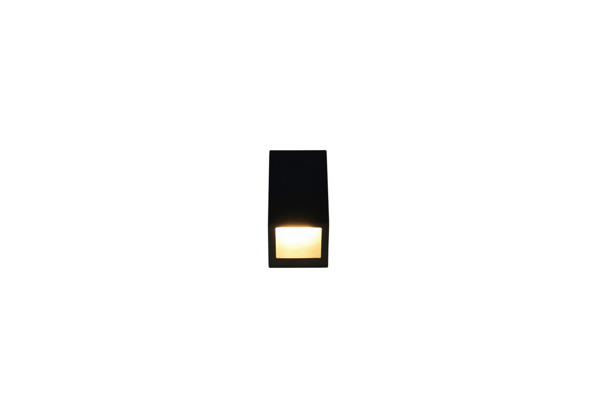 AUßENWANDLEUCHTE Braga 7/7/14,5 cm  - Schwarz/Weiß, Design, Glas/Metall (7/7/14,5cm)