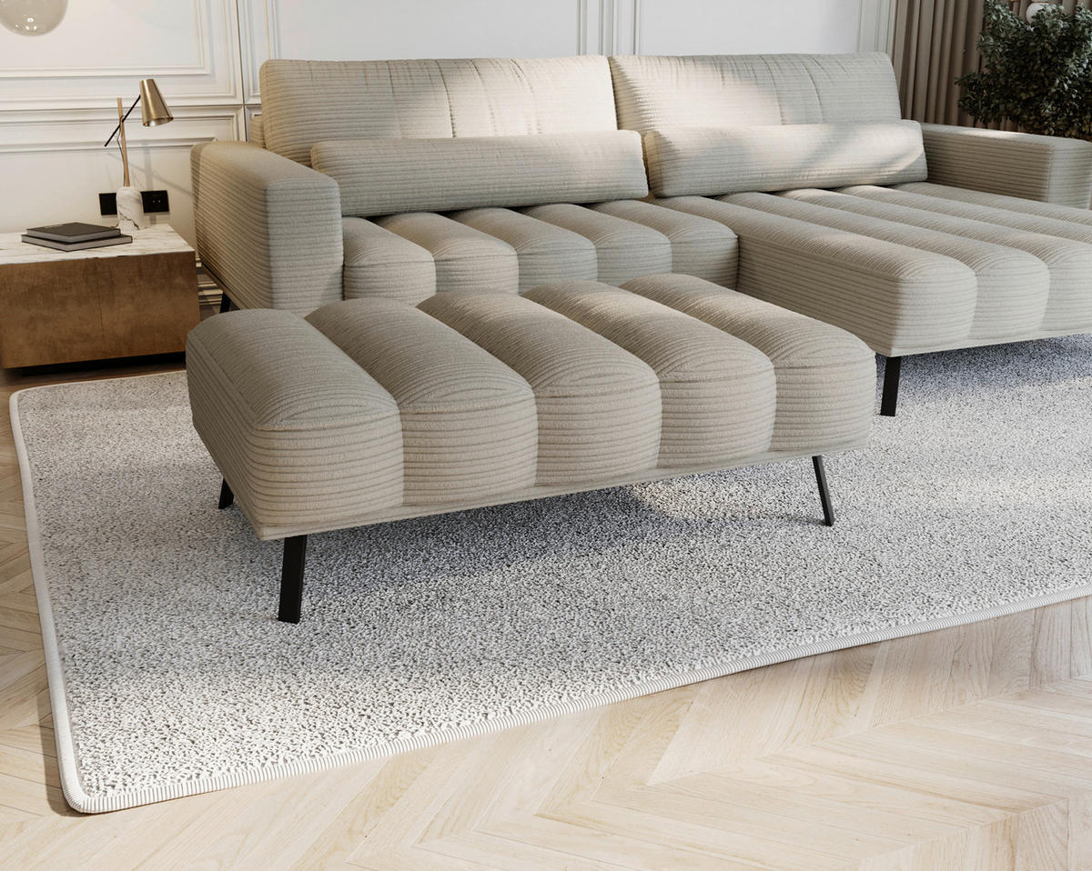HOCKER Cord, Batyline® Naturfarben  - Schwarz/Naturfarben, Design, Textil/Metall (131/49/77cm) - Lomoco