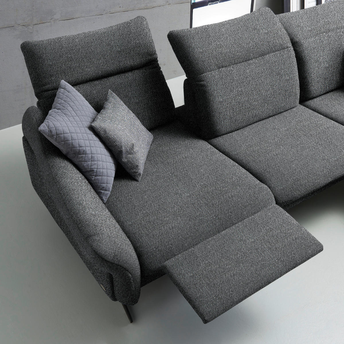 ECKSOFA in Webstoff Grau  - Anthrazit/Grau, Design, Textil/Metall (299/203cm) - Himolla