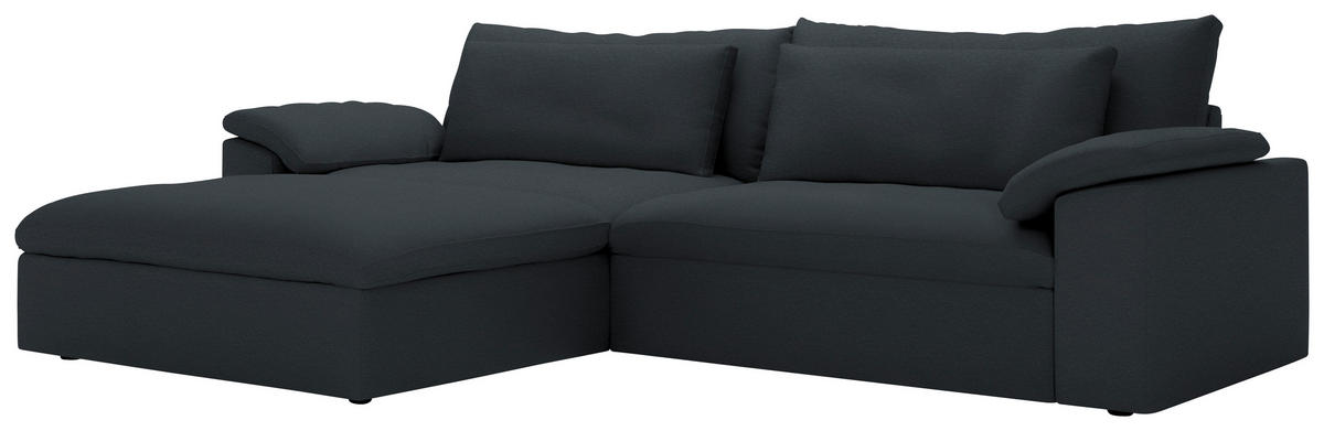 ECKSOFA  Chenille Dunkelgrau  - Dunkelgrau/Schwarz, Modern, Kunststoff/Textil (198/306cm) - Carryhome