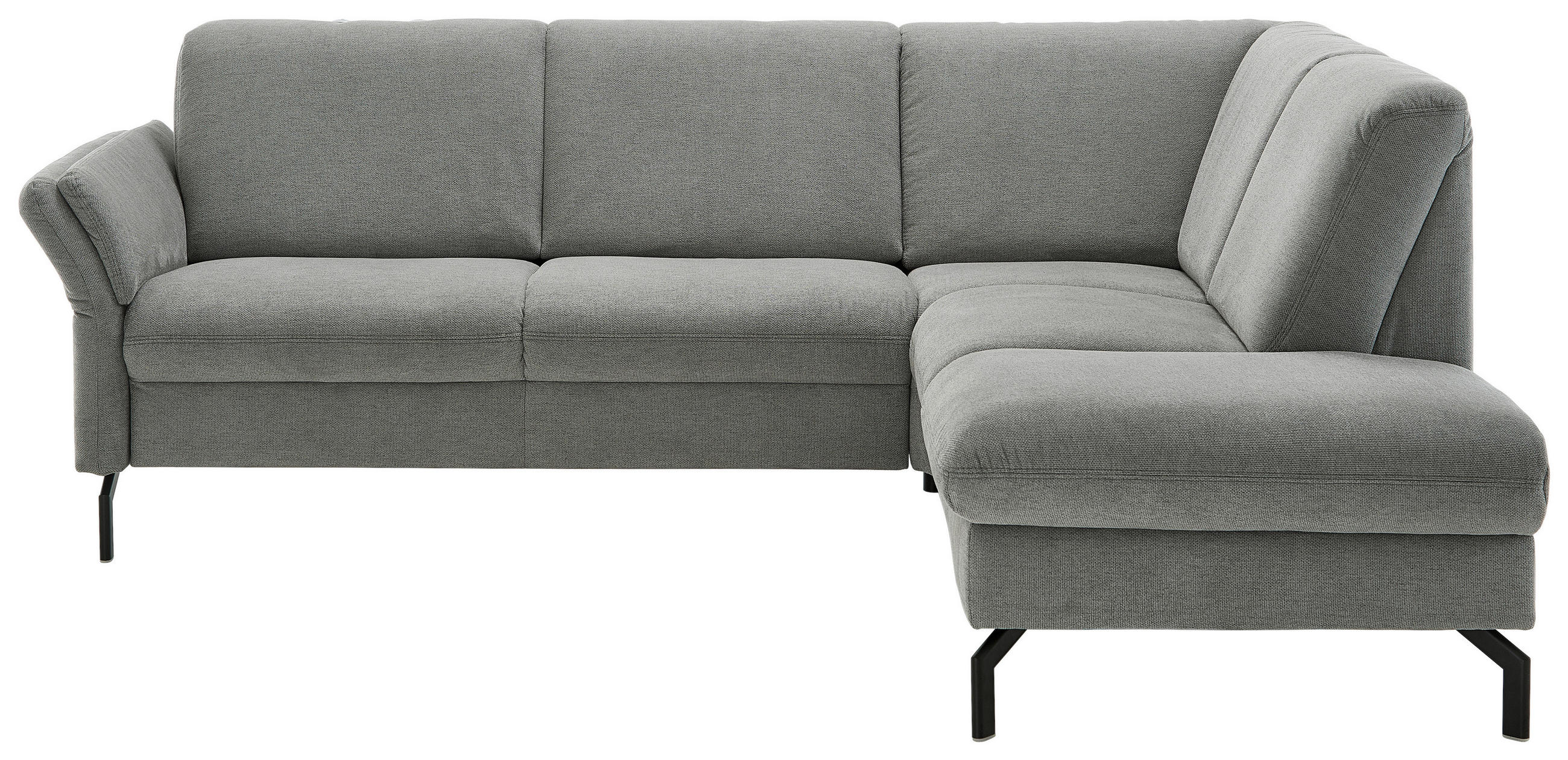 ECKSOFA in Flachgewebe Grau  - Schwarz/Grau, Konventionell, Textil/Metall (241/190cm) - Beldomo Comfort