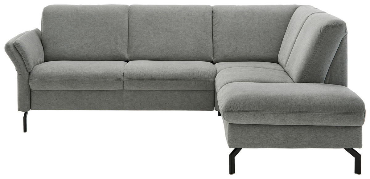 ECKSOFA in Flachgewebe Grau  - Schwarz/Grau, Konventionell, Textil/Metall (241/190cm) - Beldomo Comfort