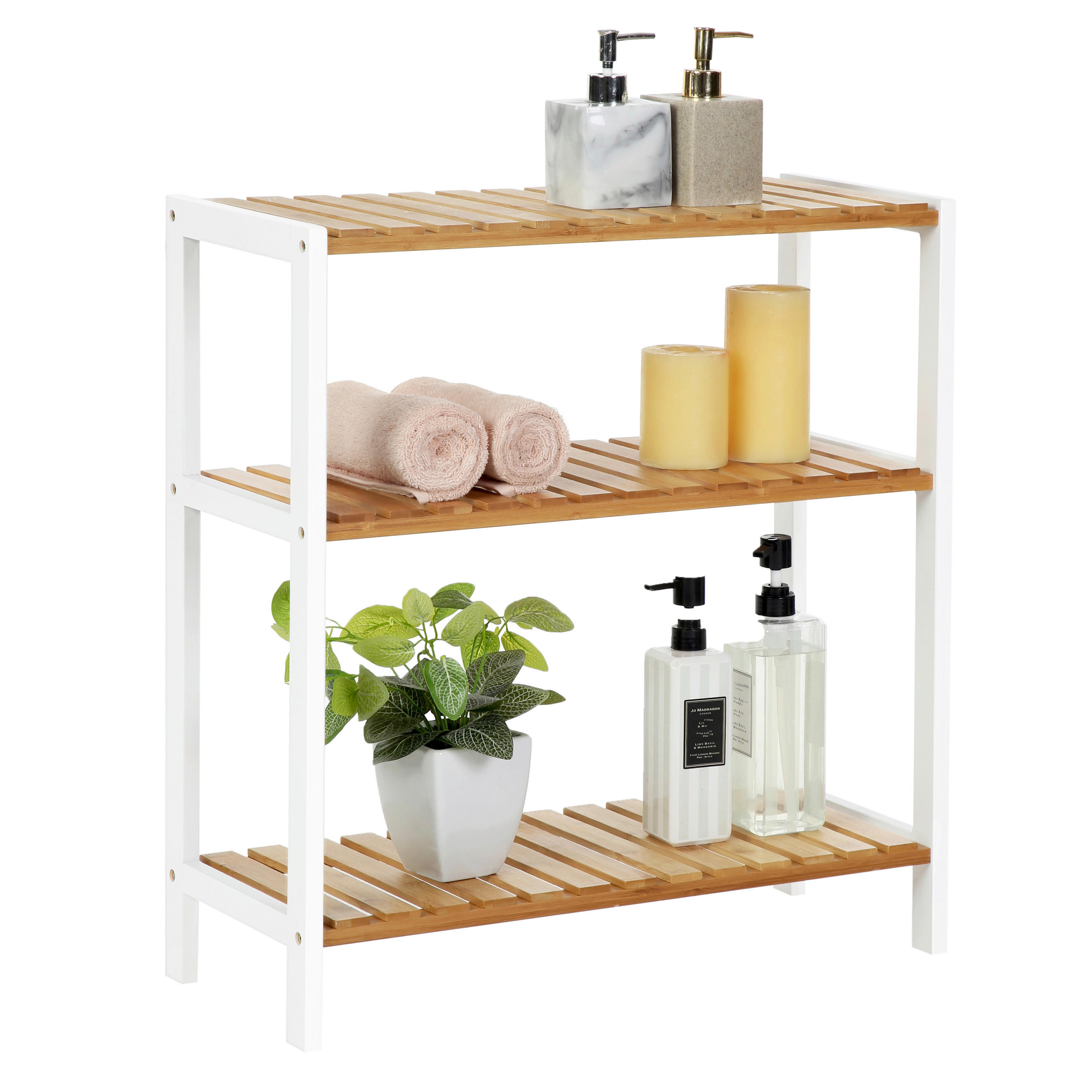 BADEZIMMERREGAL 60/66/26 cm  - Naturfarben/Weiß, Basics, Holz (60/66/26cm)