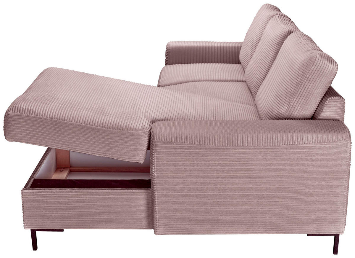 ECKSOFA Altrosa  - Schwarz/Altrosa, KONVENTIONELL, Textil/Metall (240/150cm) - Carryhome