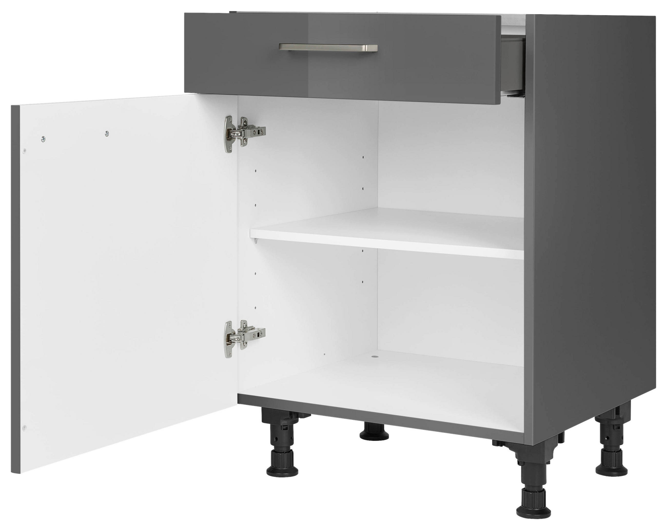 SCHUBKASTENUNTERSCHRANK 60/87/56 cm  in Schieferfarben  - Schieferfarben/Edelstahlfarben, MODERN, Holzwerkstoff/Metall (60/87/56cm) - Nobilia