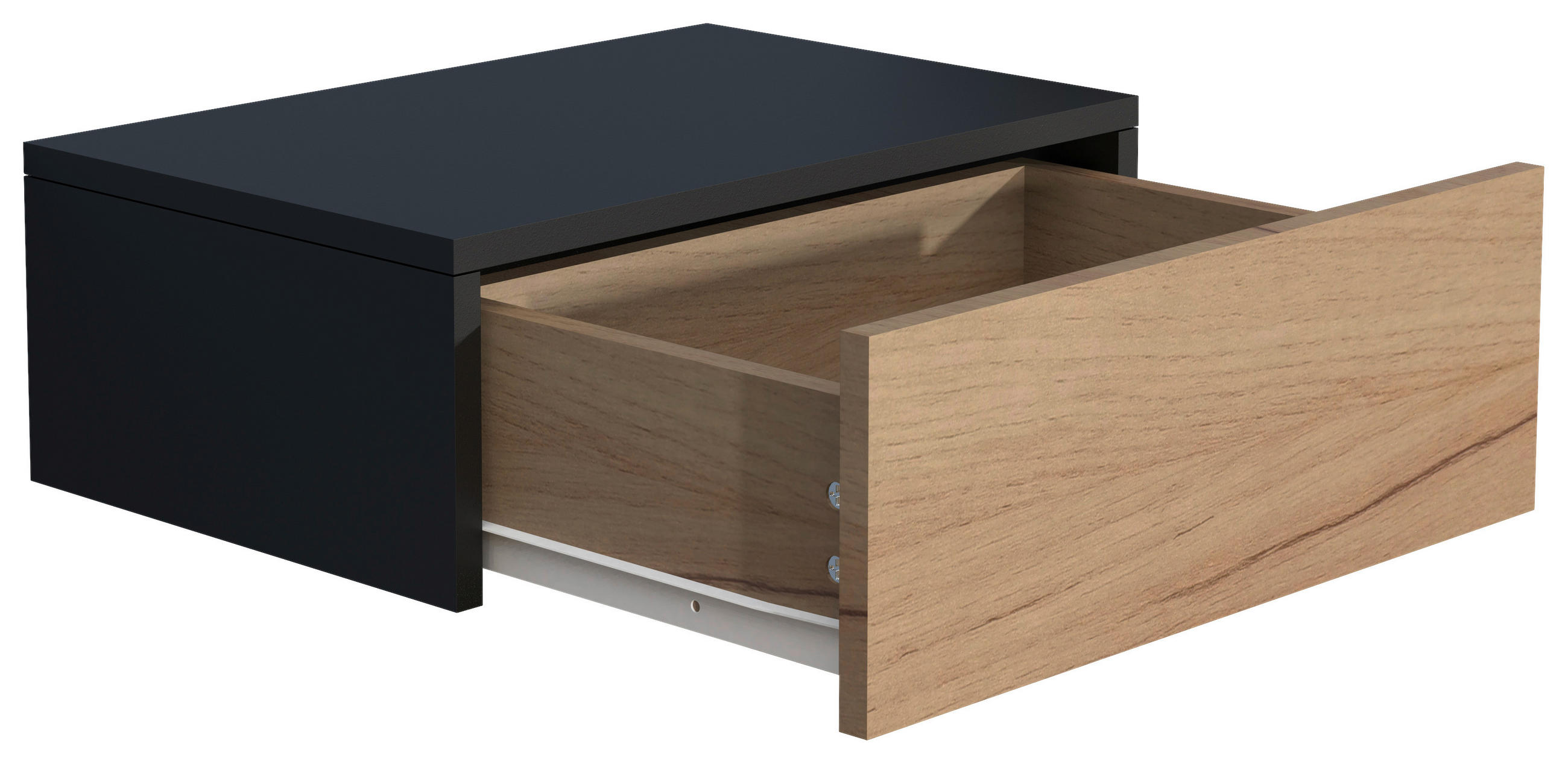 NACHTKÄSTCHEN in Schwarz, Eichefarben  - Eichefarben/Schwarz, MODERN, Holzwerkstoff (45/15/30cm) - MID.YOU