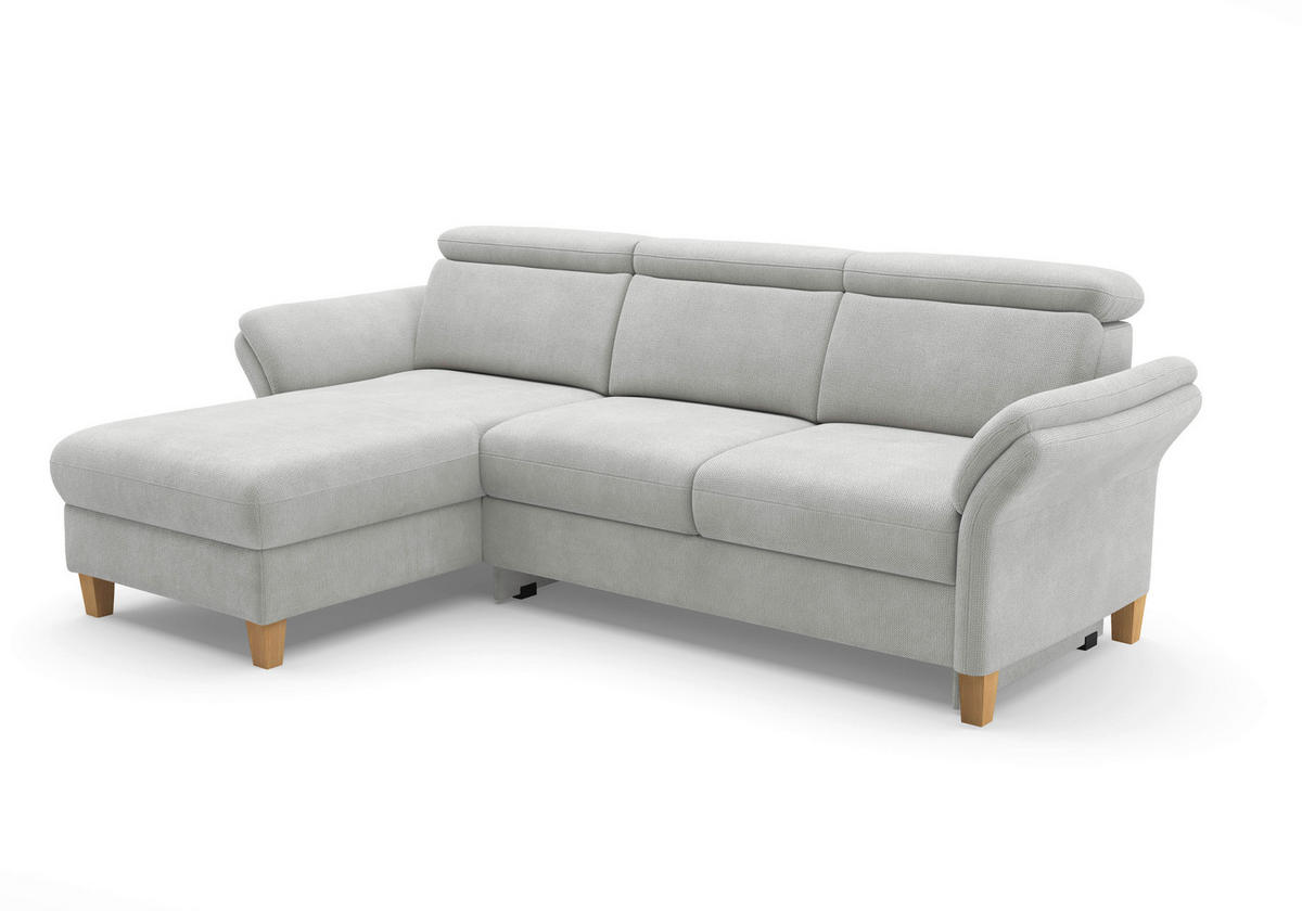 ECKSOFA GLENDALE E Silberfarben Flachgewebe  - Eichefarben/Silberfarben, KONVENTIONELL, Holz/Textil (166/253cm) - Sit & More