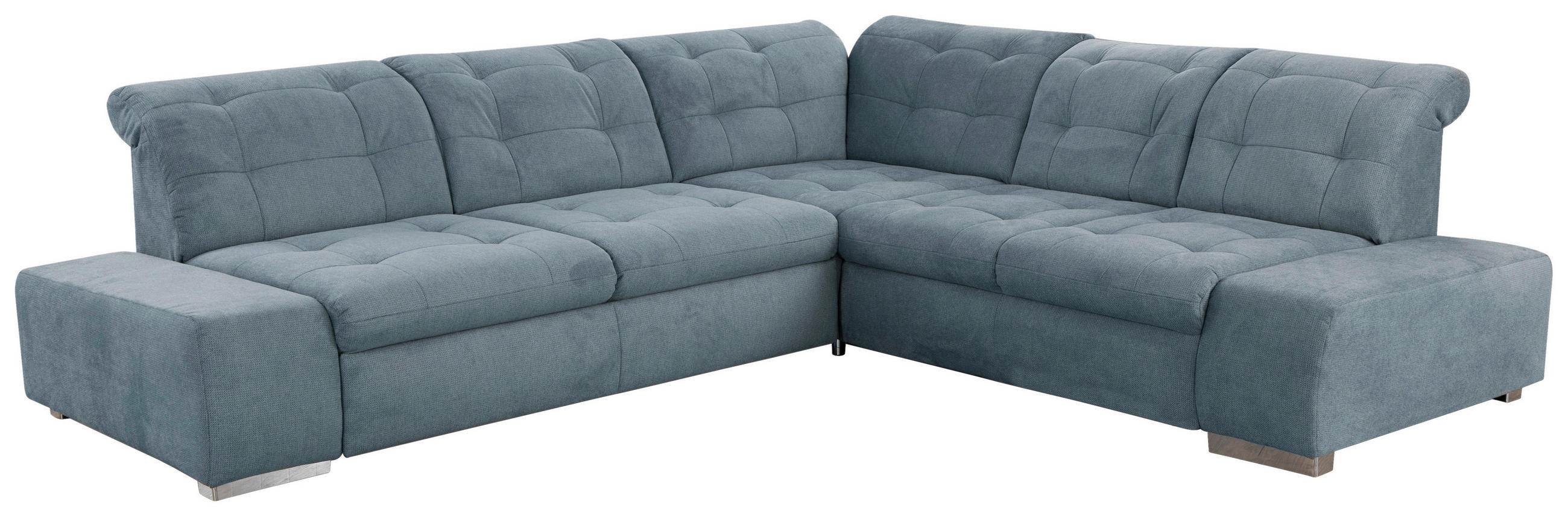 ECKSOFA inkl. Funktion in Flachgewebe Graublau  - Chromfarben/Graublau, MODERN, Kunststoff/Textil (283/254cm) - Sit & More