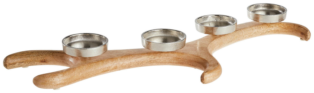 KERZENHALTER - Walnussfarben, Trend, Holz/Metall (57/18/5,25cm) - X-Mas