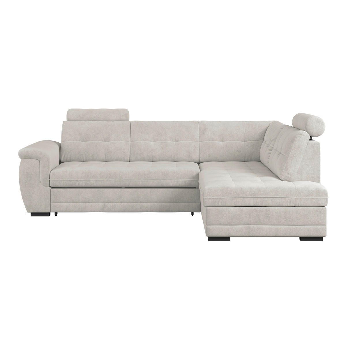 ECKSOFA  Mikrofaser, Struktur Beige  - Beige/Schwarz, Konventionell, Kunststoff/Textil (251/183cm) - MID.YOU