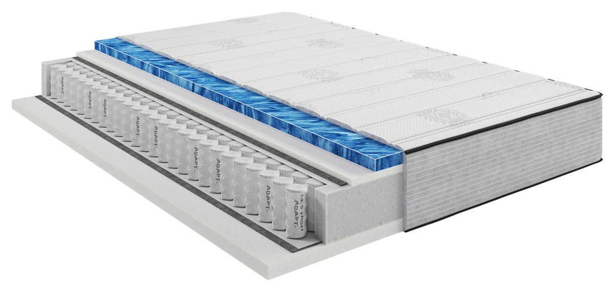 TASCHENFEDERKERNMATRATZE Nice H3, 160/220 cm, Höhe ca.: 26 cm, H3 = fest, 7-Zonen - Weiß, Basics, Textil (160/220cm) - Livetastic