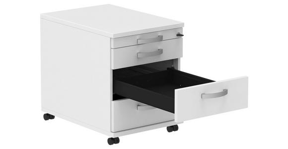 ROLLCONTAINER Weiß, Alufarben - Alufarben/Weiß, KONVENTIONELL, Holzwerkstoff/Metall (42,7/54,4/60cm) - Moderano