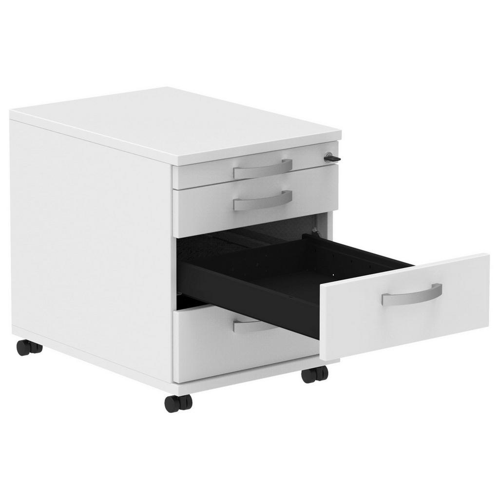 Thumbnail - Moderano Rollcontainer, Weiß, Alu, Metall, 4 Schubladen, 42.7x54.4x60 cm, Made in Germany, Typenauswahl, Arbeitszimmer, ...