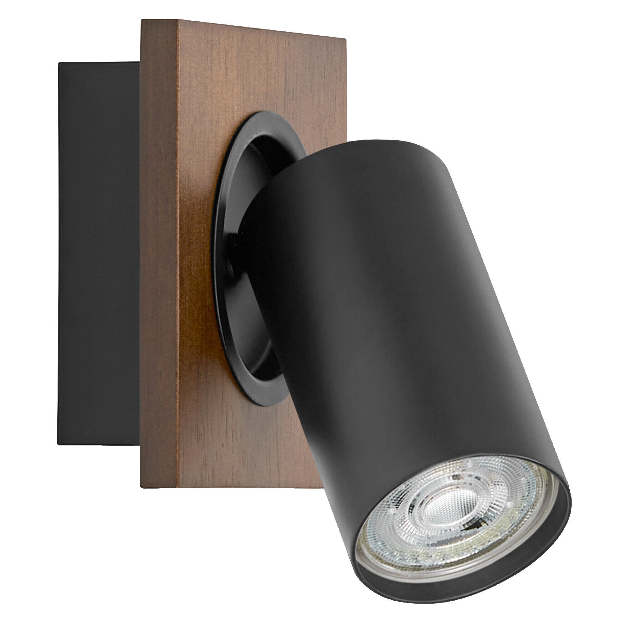 LED-STRAHLER 11/10,2/14,35 cm   - Schwarz/Naturfarben, Basics, Holz/Metall (11/10,2/14,35cm) - Osram