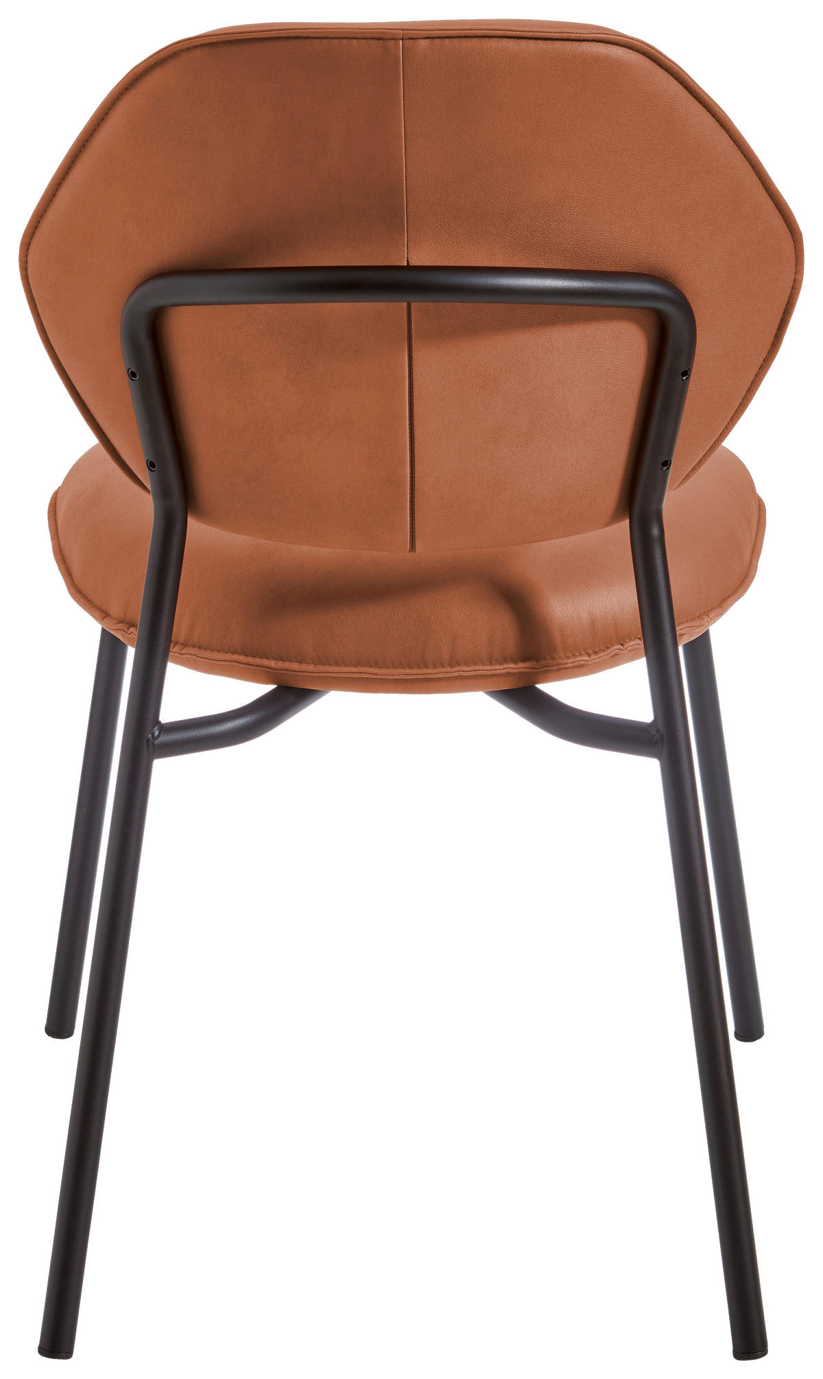 STUHL-SET 2 Stück  in Edelstahl Lederlook (vegan)  - Cognac/Schwarz, Basics, Textil/Metall (51/85/63cm) - Celina Home