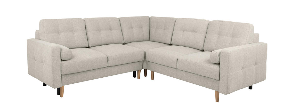 ECKSOFA in Hellgrau  - Buchefarben/Hellgrau, Design, Holz/Textil (242/242cm) - MID.YOU