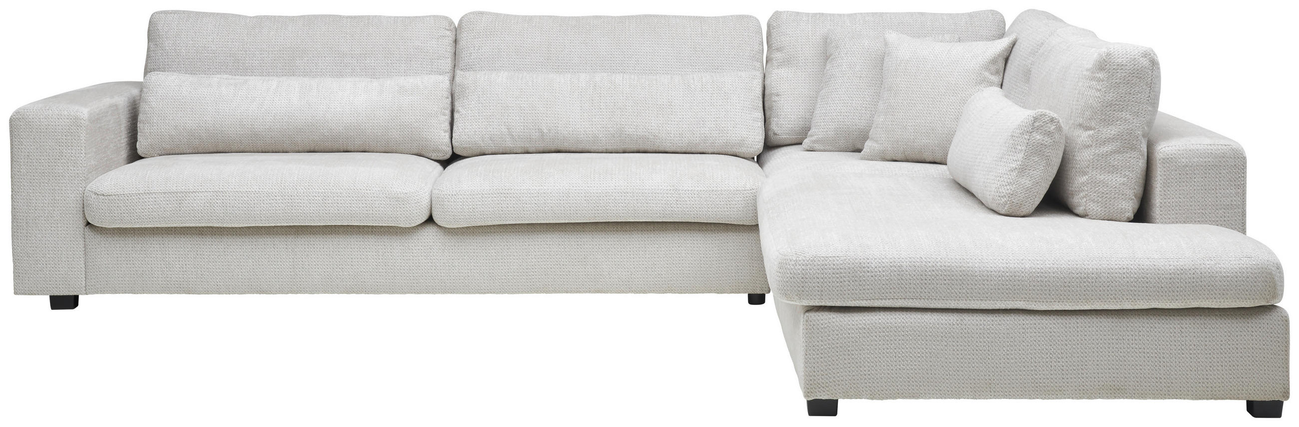 ECKSOFA Greige Chenille  - Greige/Schwarz, KONVENTIONELL, Kunststoff/Textil (314/250cm) - Carryhome