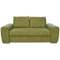 SCHLAFSOFA Mikrofaser Grün Typenauswahl, Fussart wählbar, Lederauswahl, Stoffauswahl, Liegefunktion, Armteilvarianten  - Chromfarben/Grün, Design, Holz/Textil (199/92/97cm) - Livetastic