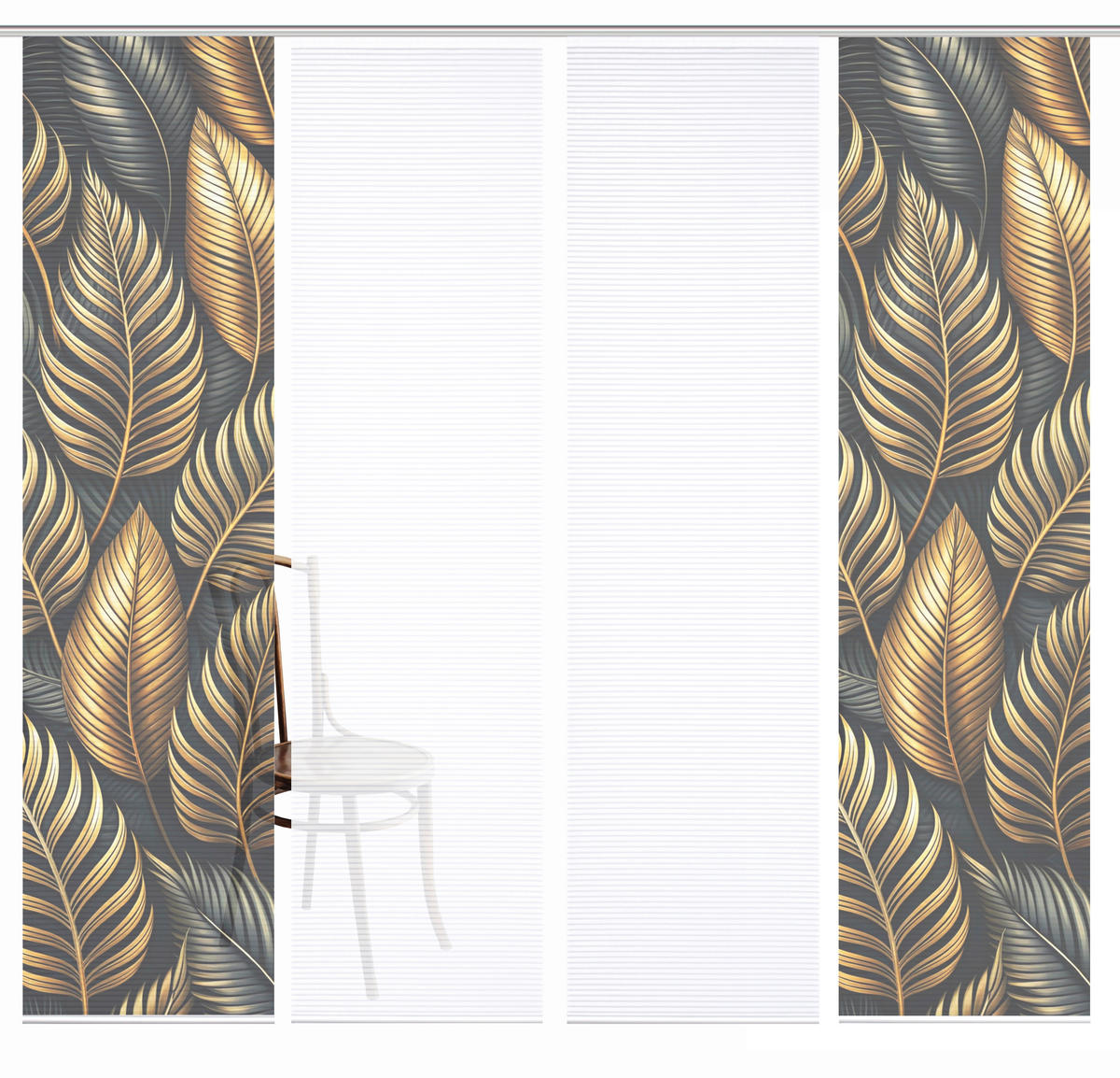 FLÄCHENVORHANG  4 Stück  blickdicht  60/245 cm   - Anthrazit/Goldfarben, Natur, Textil (60/245cm)