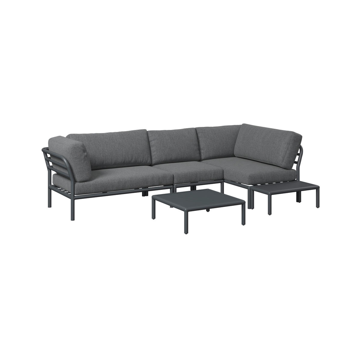LOUNGEGARNITUR Aluminium  - Dunkelgrau/Anthrazit, Design, Textil/Metall (289/69/169cm) - Amatio