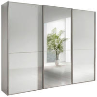 SCHWEBETÜRENSCHRANK 300/236/67 cm 3-türig Weiß  - Chromfarben/Weiß, MODERN, Glas/Holzwerkstoff (300/236/67cm) - Chameo
