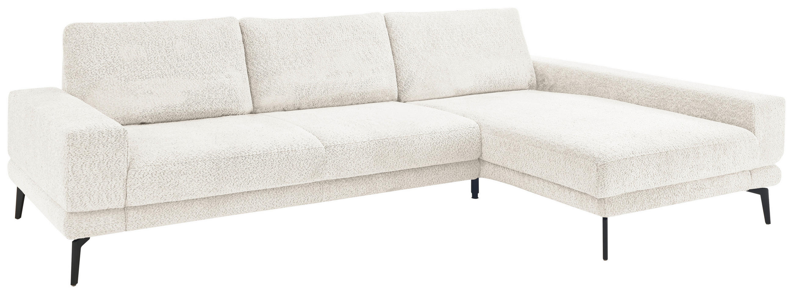 ECKSOFA Weiß Chenille  - Schwarz/Weiß, KONVENTIONELL, Textil/Metall (294/184cm) - SetOne by Musterring