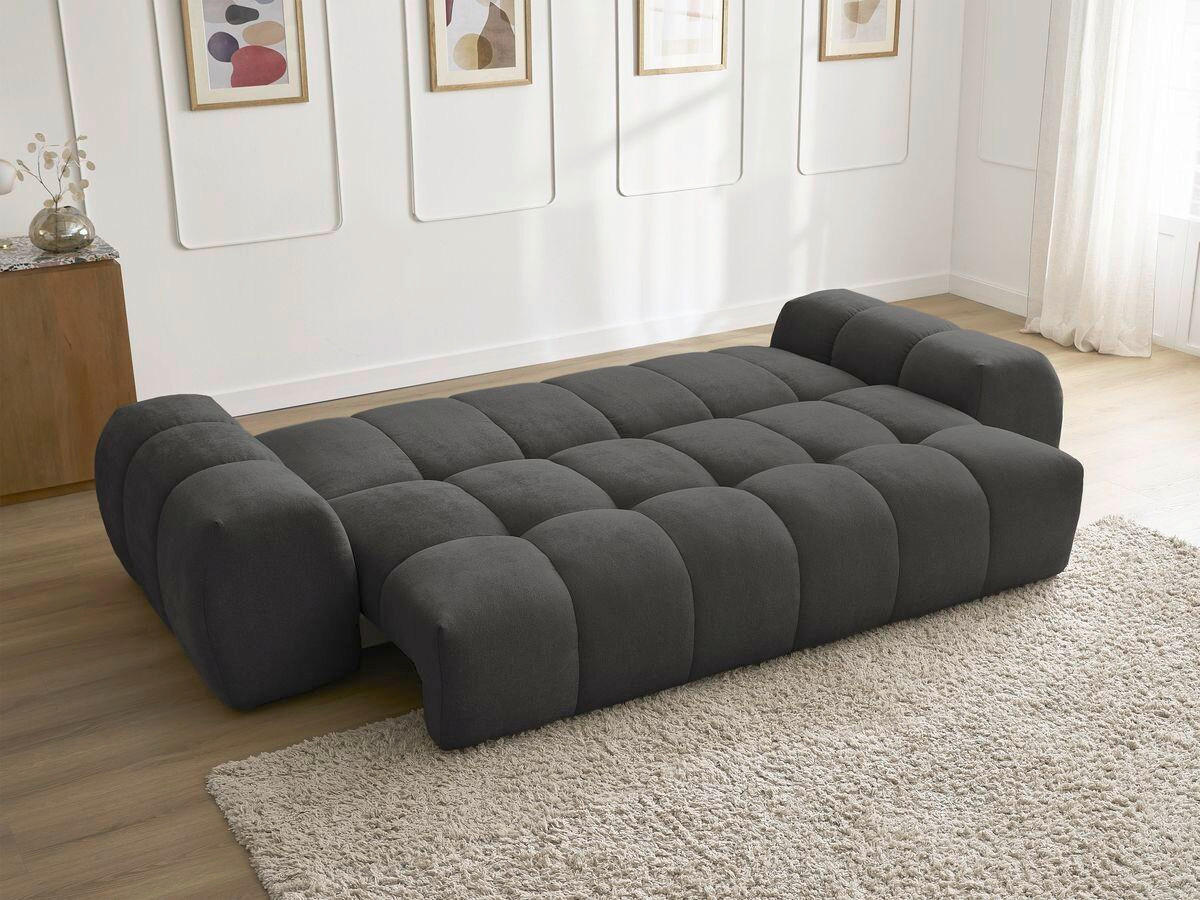 SCHLAFSOFA EVEREST  mit Rücken echt, Armteil links, Armteil rechts Struktur Schwarz  - Schwarz, MODERN, Kunststoff/Textil (278/115/90cm)