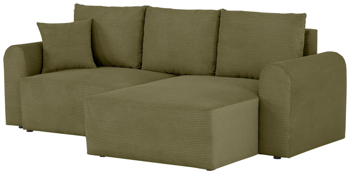 ECKSOFA in Cord Olivgrün  - Olivgrün, Design, Textil (250/151cm) - MID.YOU