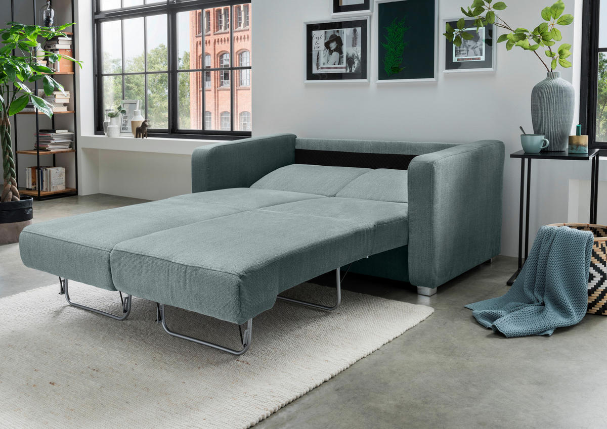 SCHLAFSOFA Chenille Mintgrün  - Chromfarben/Mintgrün, Basics, Kunststoff/Textil (159/88/87cm) - Livetastic