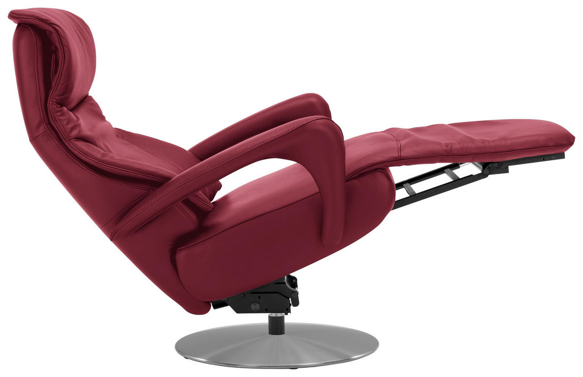 RELAXSESSEL in Leder Bordeaux  - Edelstahlfarben/Bordeaux, Design, Leder/Metall (75/117/88cm) - Dieter Knoll