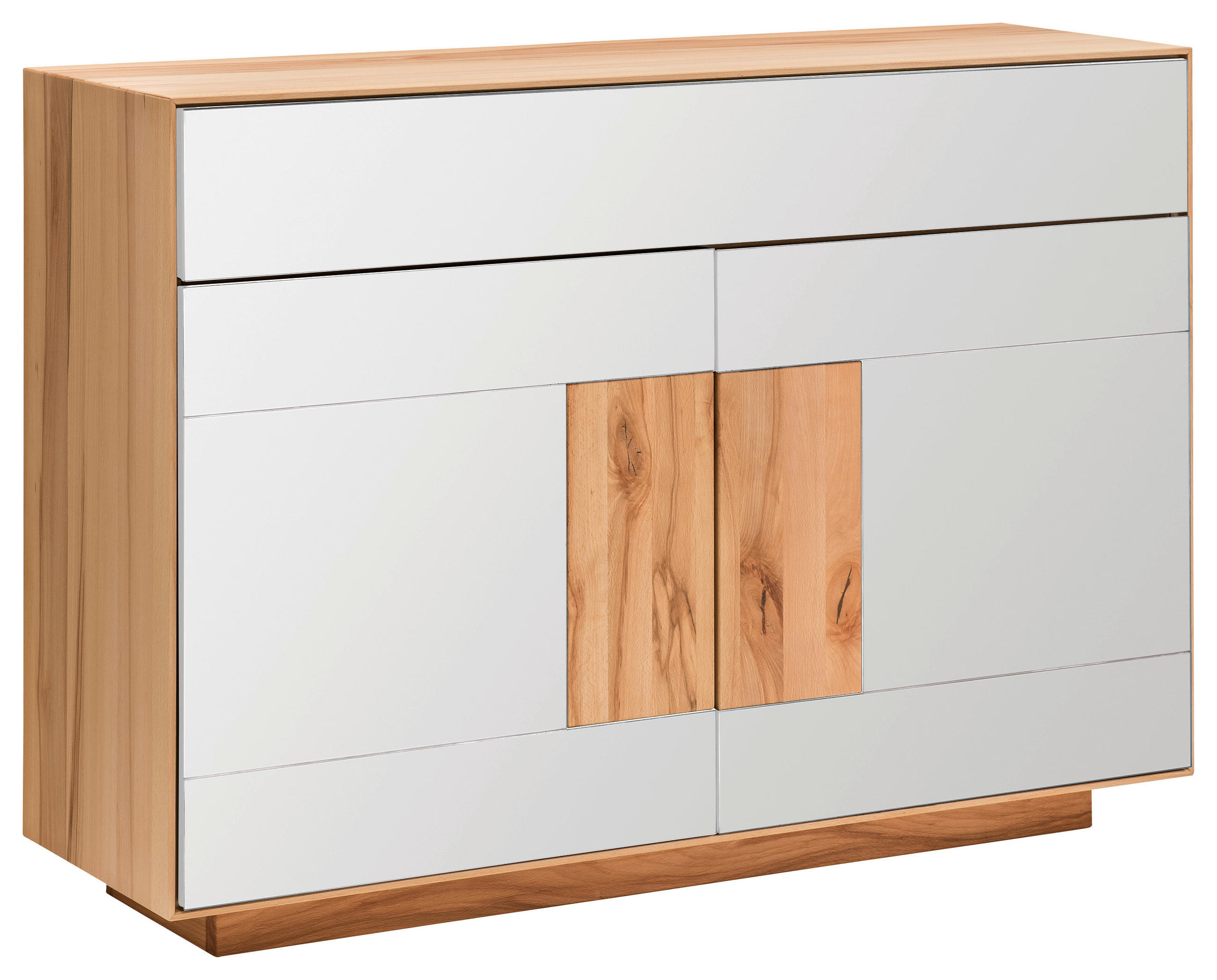 SIDEBOARD in 120/87/40 cm - Buchefarben/Weiß, MODERN, Glas/Holz (120/87/40cm) - Linea Natura