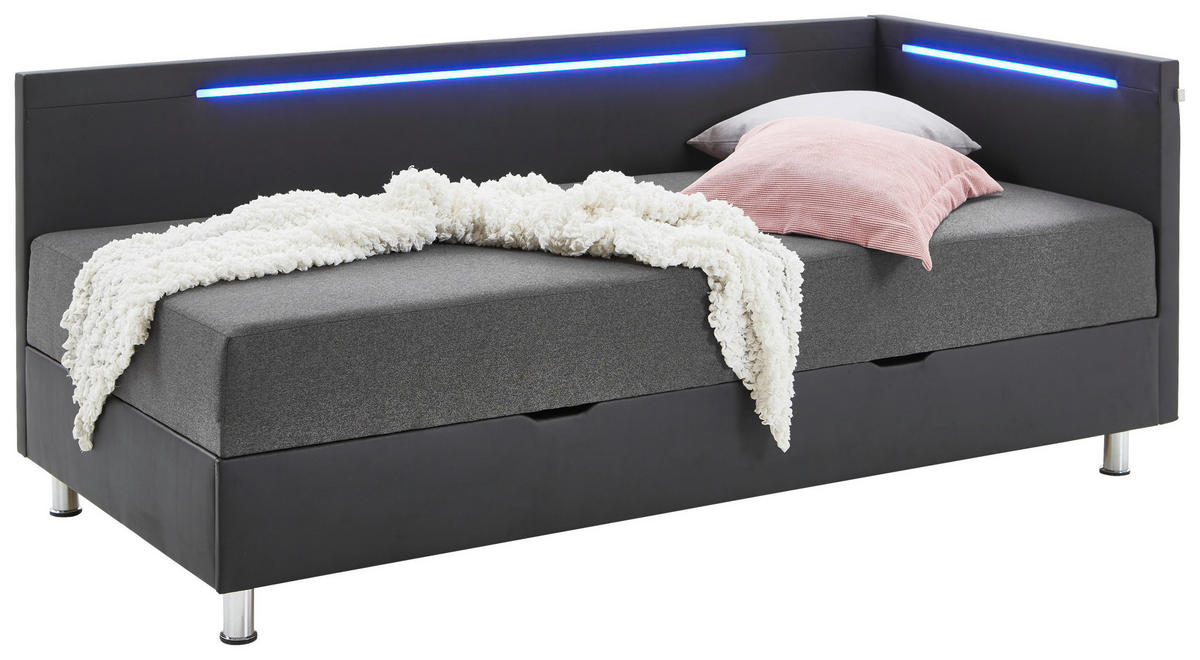 LIEGE Flachgewebe Anthrazit, Schwarz  - Chromfarben/Anthrazit, Design, Textil/Metall (90/200cm) - home24