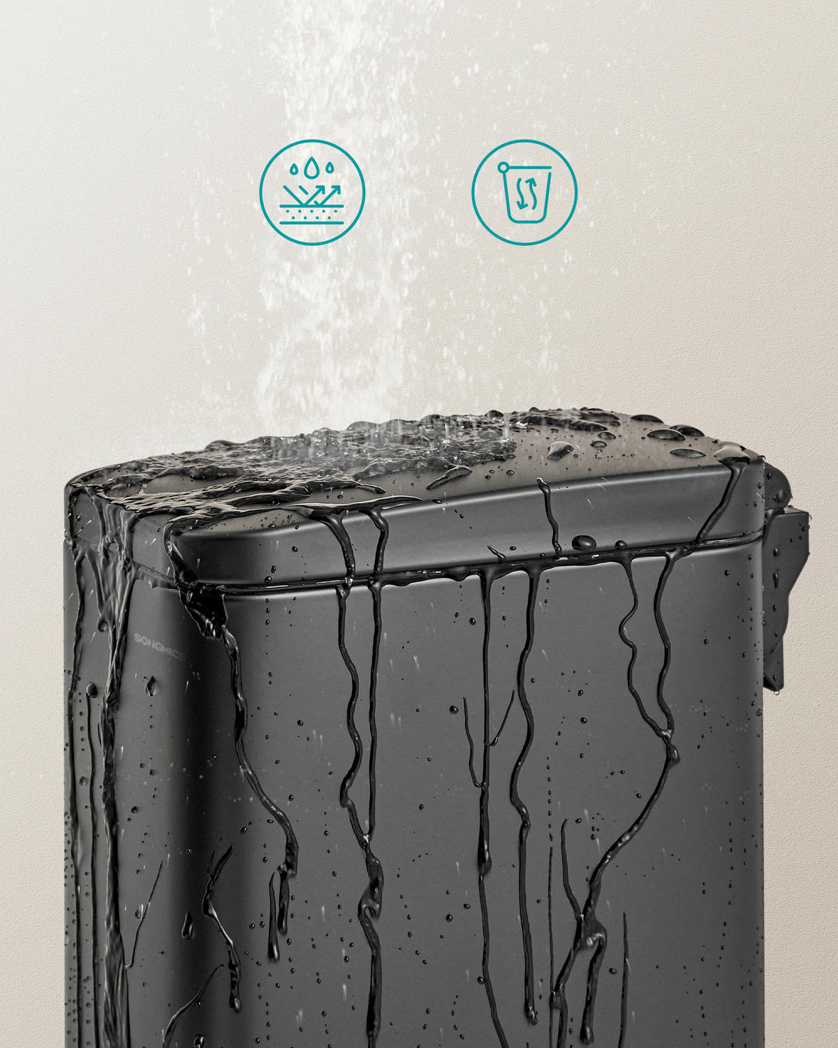 ABFALLSAMMLER 6 l  Metall, Kunststoff  - Schwarz, Basics, Kunststoff/Metall (14,4/29/29,9cm)