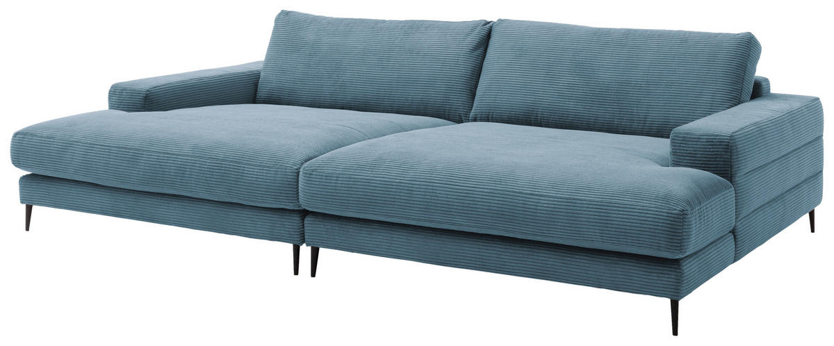 BIGSOFA Cord Blau, Petrol  - Blau/Petrol, Design, Textil/Metall (296/83/177cm) - Dieter Knoll