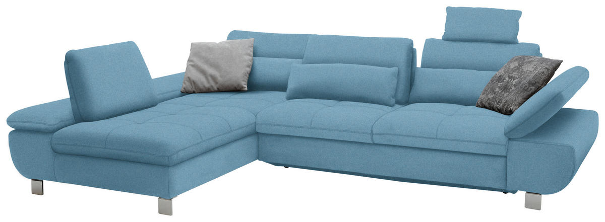 ECKSOFA Hellblau Webstoff  - Alufarben/Hellblau, Design, Textil (203/310cm) - Xora