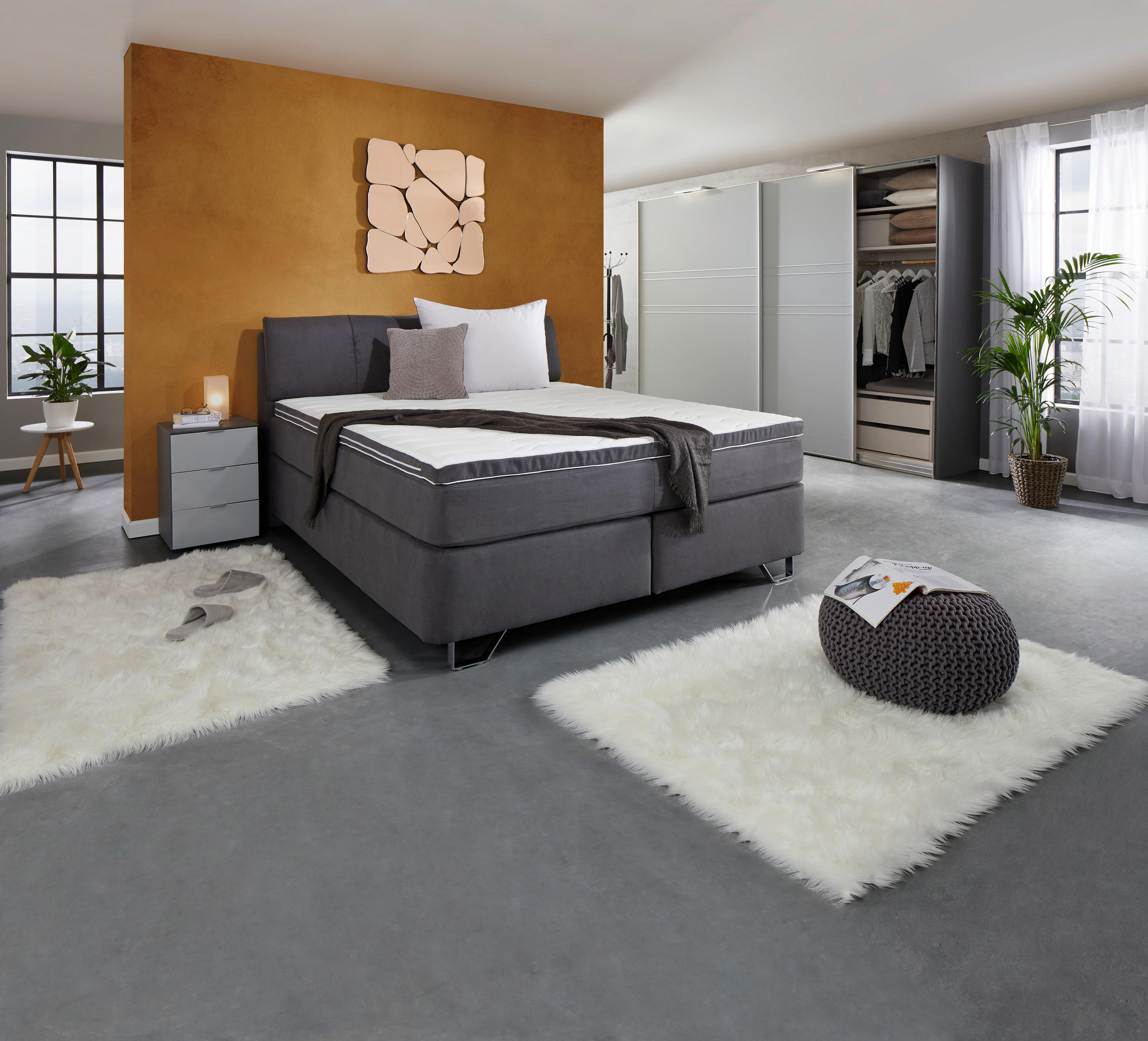BOXSPRING KREVET 180/200 cm     antracit  - boja aluminijuma/antracit, Konvencionalno, karton/tekstil (180/200cm) - Venda