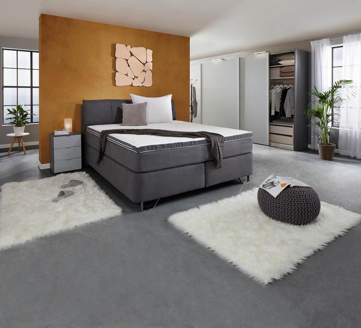 BOXSPRING KREVET 180/200 cm     antracit  - boja aluminijuma/antracit, Konvencionalno, karton/tekstil (180/200cm) - Venda