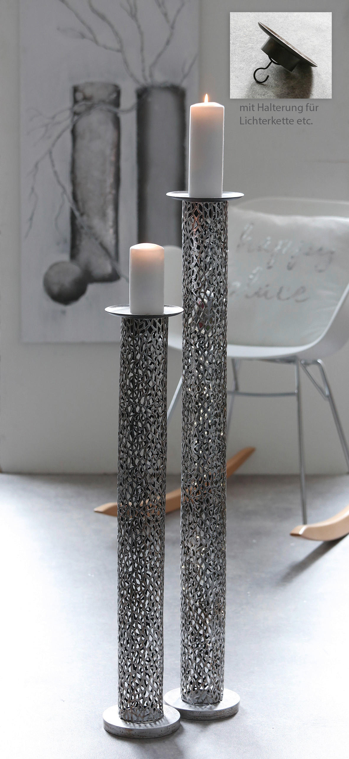 KERZENHALTER - Silberfarben, Basics, Metall (15/100/15cm)