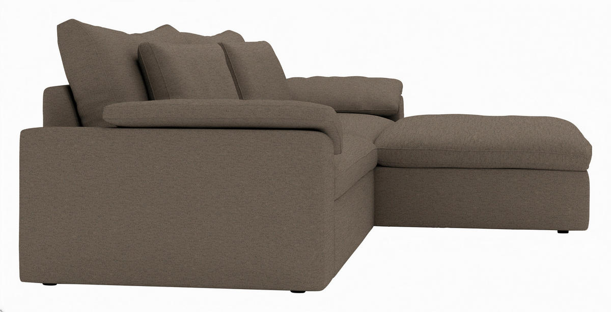 ECKSOFA Flachgewebe Graubraun  - Graubraun/Schwarz, Modern, Kunststoff/Textil (306/198cm) - Carryhome