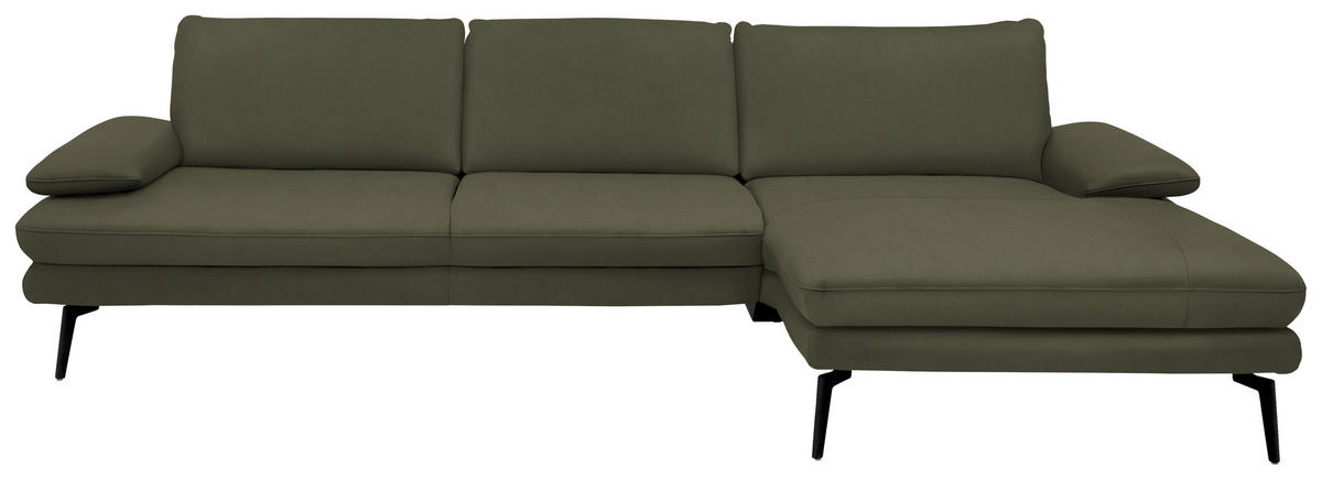 ECKSOFA in Echtleder Grün  - Schwarz/Grün, Design, Leder/Metall (310/180cm) - Dieter Knoll