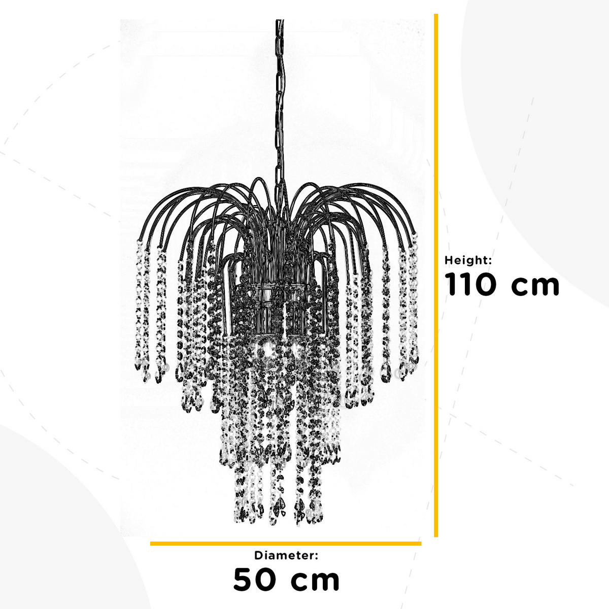 KRISTALL-HÄNGELEUCHTE 50/110 cm   - Chromfarben, KONVENTIONELL, Glas/Metall (50/110cm)