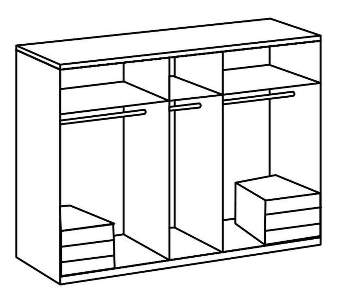 DREHTÜRENSCHRANK in Eichefarben, Grau  - Chromfarben/Eichefarben, Modern, Glas/Holzwerkstoff (250/216/58cm) - MID.YOU
