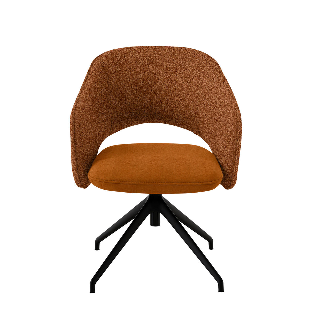 ARMLEHNSTUHL  Stoffauswahl, Wippfunktion, Sitzfläche 360° drehbar, gepolsterte Armlehnen Flachgewebe  - Cognac/Schwarz, Design, Textil/Metall (63/74-90/57-73cm) - Koinor