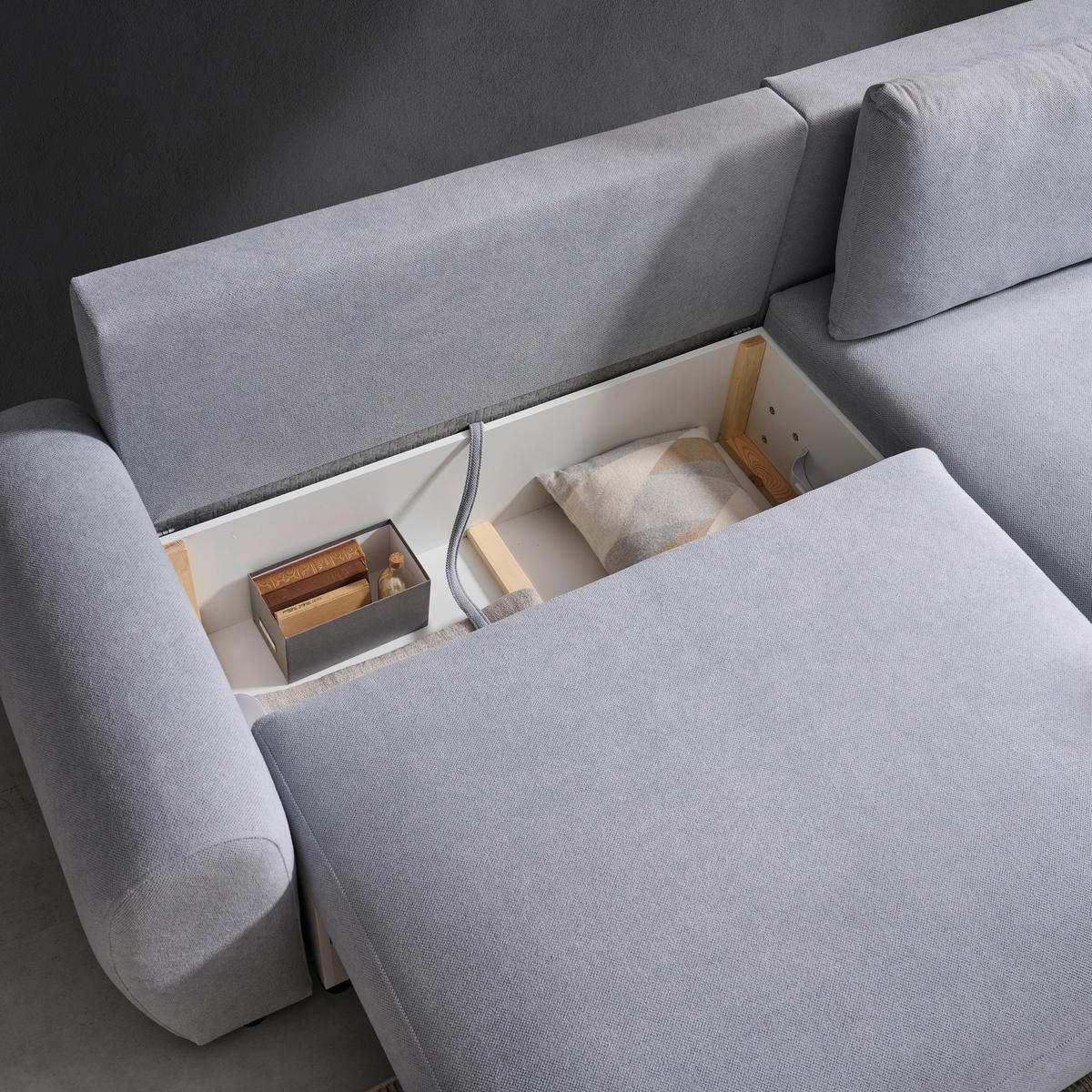 ECKSOFA Grau Webstoff  - Schwarz/Grau, MODERN, Kunststoff/Textil (265/175cm) - Carryhome